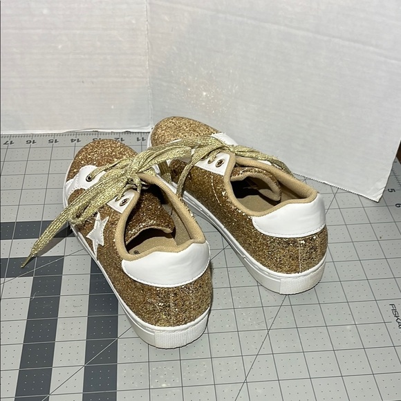 Gold Glitter Women's Sneakers - Picture 2 of 9